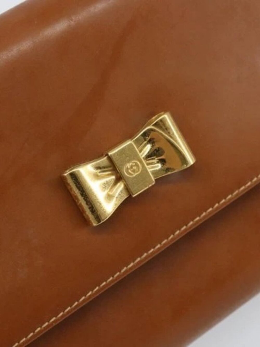 GUCCI Shoulder Bag Leather Brown Gold Auth bs32827 - Picture 13 of 16
